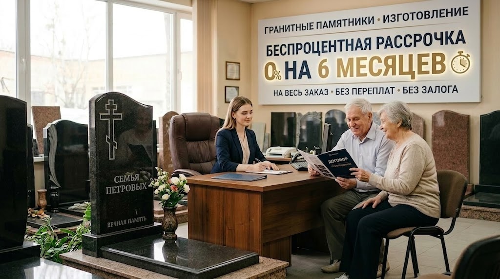 Беспроцентная рассрочка на покупку памятника на 6 месяцев