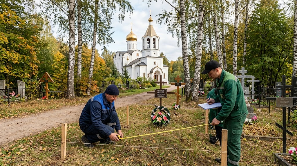 Выезд на место захоронения и замер бесплатно
